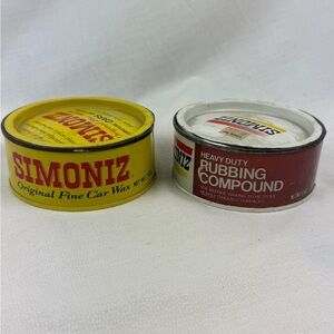 Vintage Simoniz Furniture Car Floor Wax Tin And Rubbing Compound Mostly Full